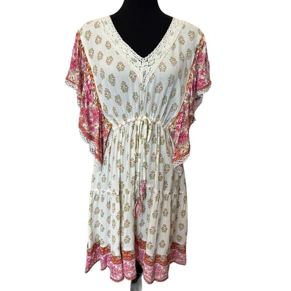 New ~ ANGIE ~   Border Print Dress Size L BONFIRE FALL BOHO - Picture 1 of 9